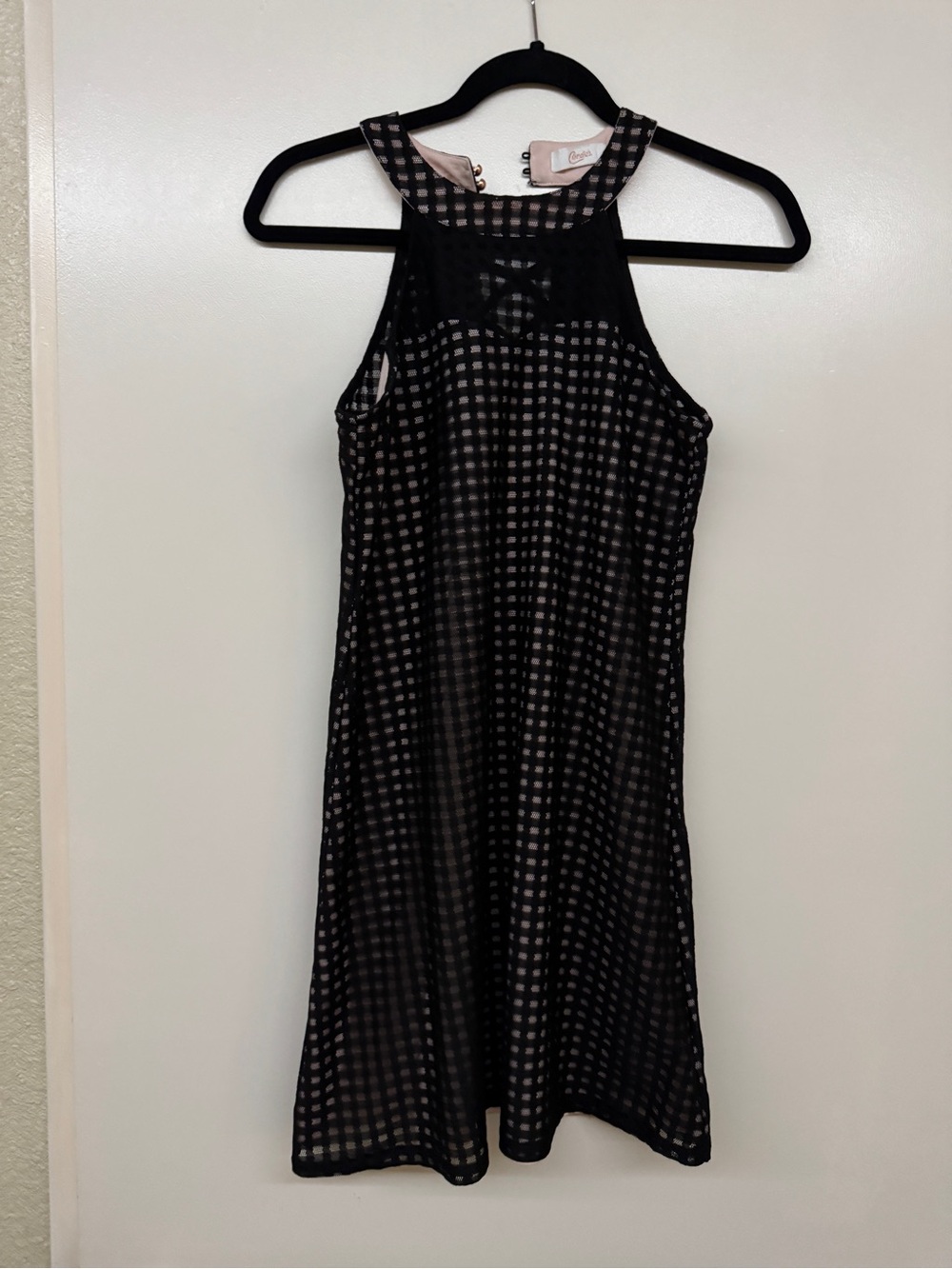 Candie's Black Checkered Halter Mini Dress